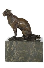 Sculpture en bronze d'une panthère assise d'après Louis Albert Carvin
