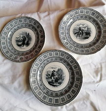 3 anciennes assiettes creuses Vieillard et Jonhson Bordeaux