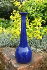 SOLIFLORE, grès marqué CRESPIERES beau BLEU signature à déchiffrer T.B.E h. 29cm