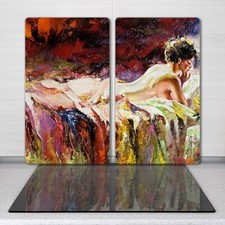 Cuisine planche à découper cuisine Peinture à l'huile Femmes Nues Fleurs 2x30x52