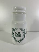 Ancien gros Pots verre opaline opale a epices Pharmacie Cuisine motif vert ange