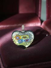 Pendentif ancien en verre Murano, bijou rétro vintage, grand format d’occasion