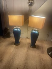 Paire De Vases En Faïence Glacurée Bleue Et Verte"SIGNÉES !