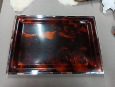 Plateau En Lucite Façon Écaille De Tortue Et Métal Chromé Christian Dior 1970