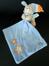 5. DOUDOU PELUCHE BABY NAT CHIEN gris orange mouchoir bleu 2 étoiles bonnet TBE