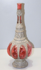 - CARAFE FIN XIXe ETAIN & VERRE ROUGE à décor de sarabande d'Angelots     D