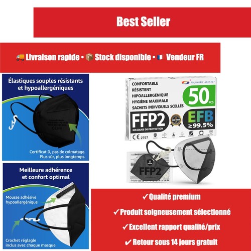Masques ffp2 noirs - 50, en149
