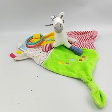 Doudou plat zèbre vert jaune