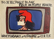 Affiche de Mai 68 d'époque Jean EFFEL Indépendance et autonomie de l'ORTF poster