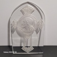 Jesus Christ Plaque cristal taillé Croix style Baccarat st Louis Ancien crucifix