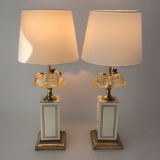 Le Dauphin Paire Lampes Frugiere 1960 1970 Fruits Cristal Hollywood Regency