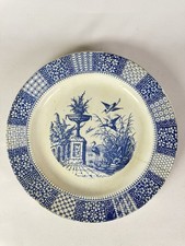 Ancienne Assiette Creuse Dentelle de Lunéville, en bleu, Art Déco