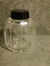 Sucrier Saupoudreuse en Verre Taillé et Opaline  Noire vintage sucre glace 