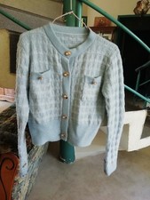 Veste En Tricot Bleu-blanc