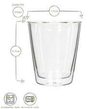 2x 200ml Ensemble de Verres à Double Paroi Thermique Isolé Verre Café Thé Tasse