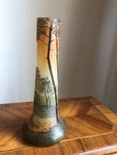 VASE SOLIFLORE ANCIEN SIGNE LEGRAS DECOR LACUSTRE