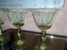 3 anciens verres à eau cristal vert chartreuse décor Gravé Val Saint Lambert ?