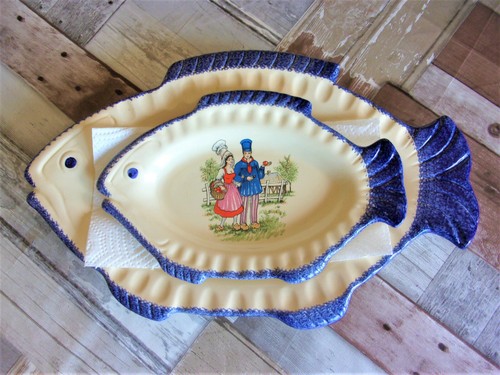 Duo plats poisson vintage - plats, à