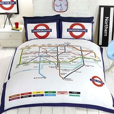 Housse De Couette Double LONDON Underground Avec Taies D'Oreiller Gratuite P+P