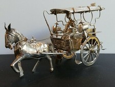 Sculpture en métal argenté plaqué argent, Yogyakarta, souvenir de Java, Carriole