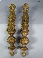 Ancienne paire tirettes avec entrée de serrure bronze d'ameublement  B799