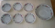 service salade de fruit  6 coupes + 1 plat motif fleurs