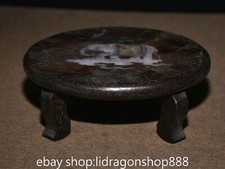 7.2" Rare Old China Wood Carving Bon augure Elephant 4 Pieds Petite table