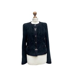 Chanel Iconic La petite veste noire  Cruise 2007 Black Suede Jacket Size 42 M
