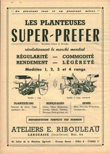 Publicité ancienne E Ribouleau matériel agricole 1955 issue de magazine