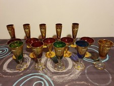 Service de 15 verres en cristal De Murano. Or 24 carats. 