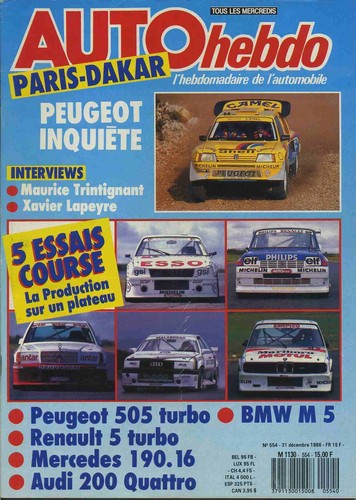 Auto hebdo 554 10 1986 - hebdo, 31/10/1986