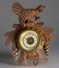 Ancien Baromètre Allemand en bois sculpté Forêt Noire.