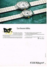 PUBLICITE ADVERTISING 025  1980  EMILE PEQUIGNET  coll montres HEURES FOLLES
