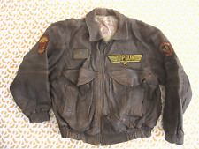 Blouson Top Gun cuir Fly Jacket 80'S Marron Vintage Moto Veste Homme - M
