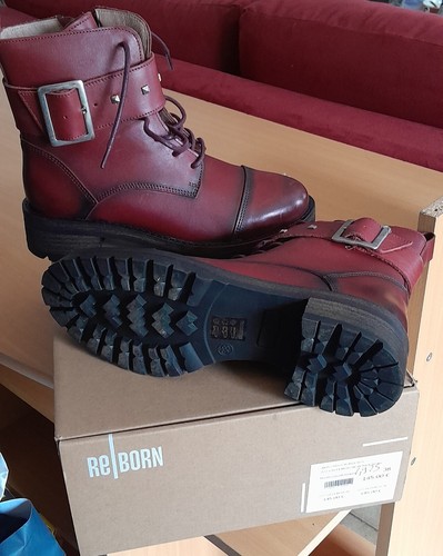 Boots tout cuir - rouge, foncé