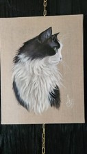  CHAT Tableau Huile Sur Toile