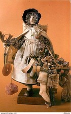 Jouets - Poupées - A pedlar doll with 50 miniature wares for sale. She was proba