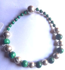 bijou bracelet marseillais malachite boule argent massif 925