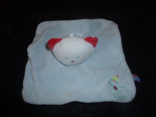Doudou plat chat vert - , bleu