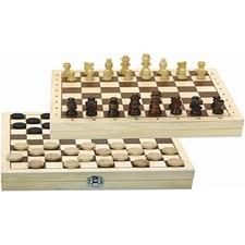 [66440] JEUJURA Coffret Jeux de Dames et d'Echecs Réversible en Bois