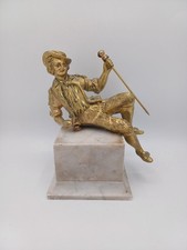 Statue en bronze sur socle en marbre – Homme assis – H 20 cm - Vintage