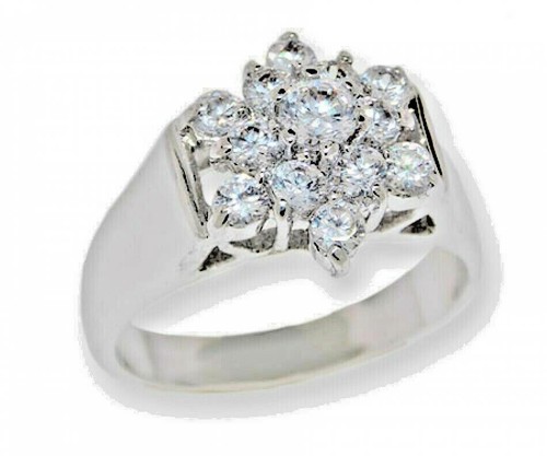 Ring blanc large argent - cz,