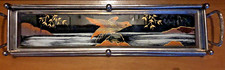 Beau plateau de Service Décor en Fixé oiseau Japonisant Art Nouveau/Art Déco