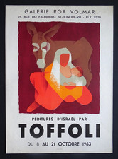 TOFFOLI Affiche originale 1963 Lithographie Peintures d'Israël Galerie Volmar