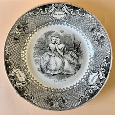 Assiette ancienne Creil et Montereau Lebeuf Milliet Les Fleurs La Pensée 21 cm