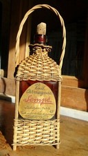 Ancienne bouteille Vieil Armagnac Sempé Sabazan (Gers) Boite à musique + Osier