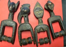  lot de 4 anciennes poulies bobines  métier à tisser-Art africain-Objet ethnique