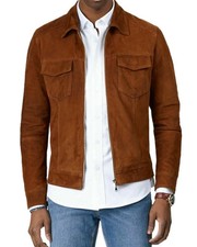 Veste de moto motard marron en