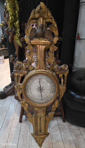 Baromètre thermomètre ancien - baromètre-thermomètre,