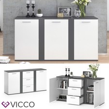 Buffet bas VICCO NOVELLI, buffet haut, blanc, commode, bahut, meuble 2 portes